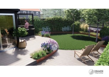 trädgårdsdesign 3d stillbild i perspektiv