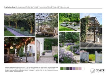trädgårdsdesign inspirationsboard med blandade trädgårdsbilder