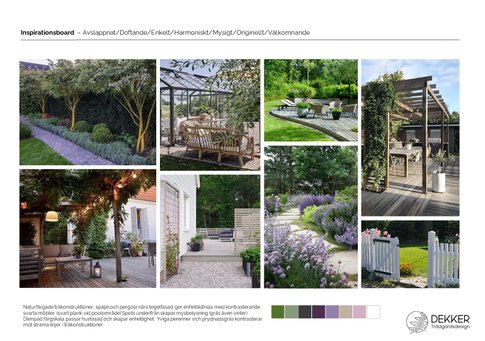 Exempel på inspirationsboard med blandade trädgårdsbilder