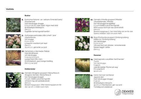 Exempel på växtlista